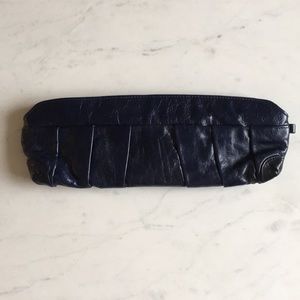 Genuine Leather Navy Clutch